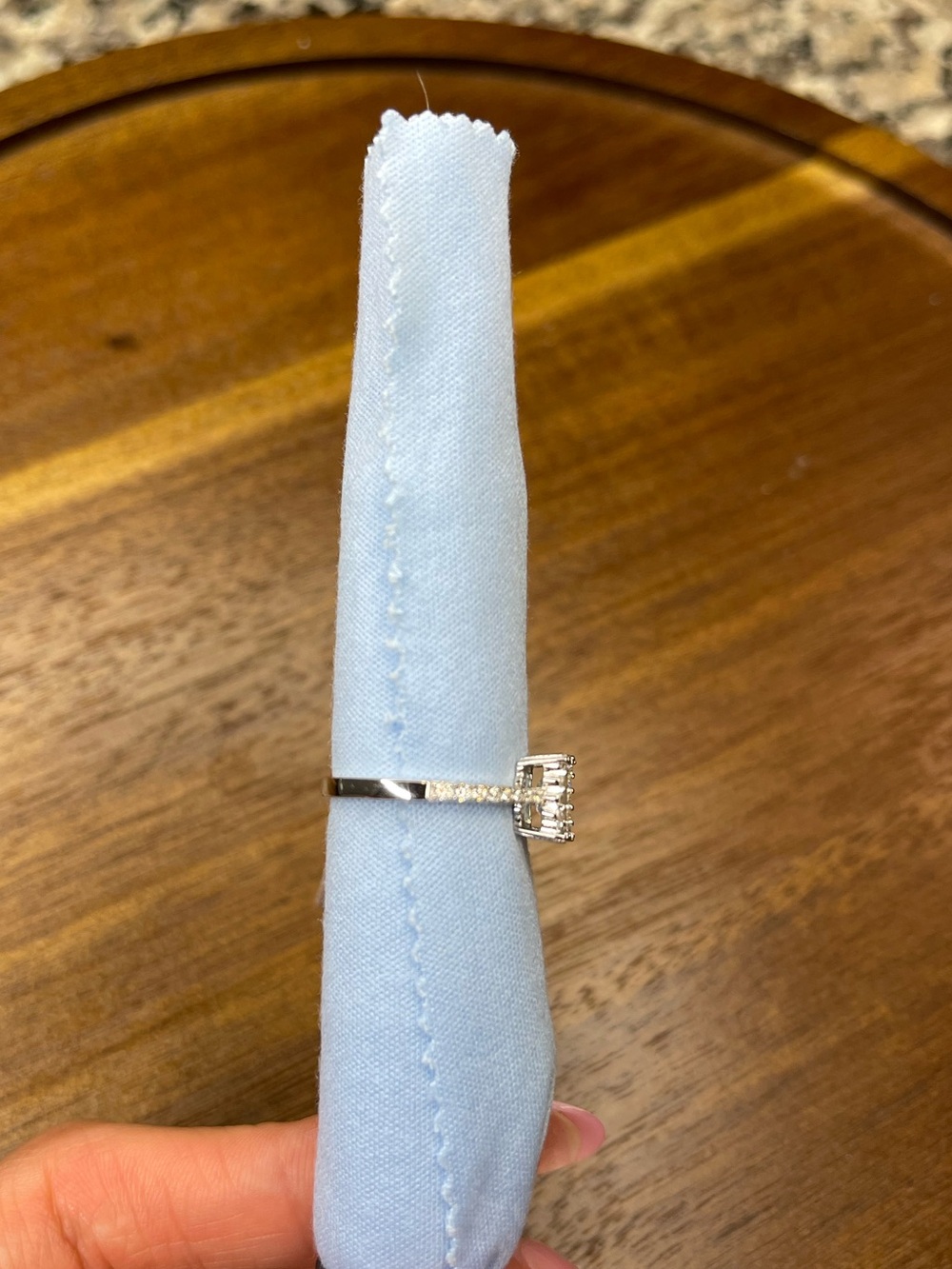 Emerald-Cut Halo Ring in Sterling Silver with Moissanite - Picture 5 of 9